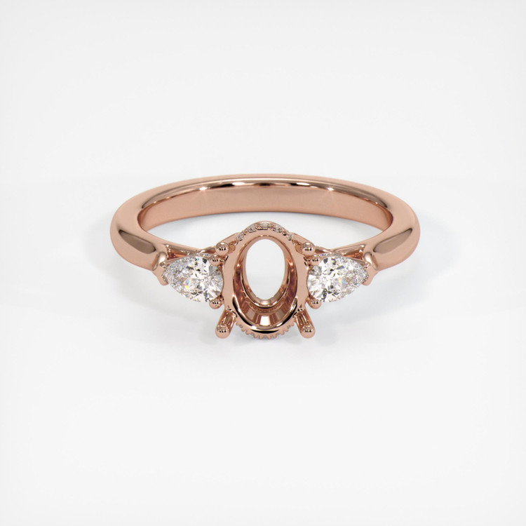 14K Rose Gold Three Stone Ring Setting