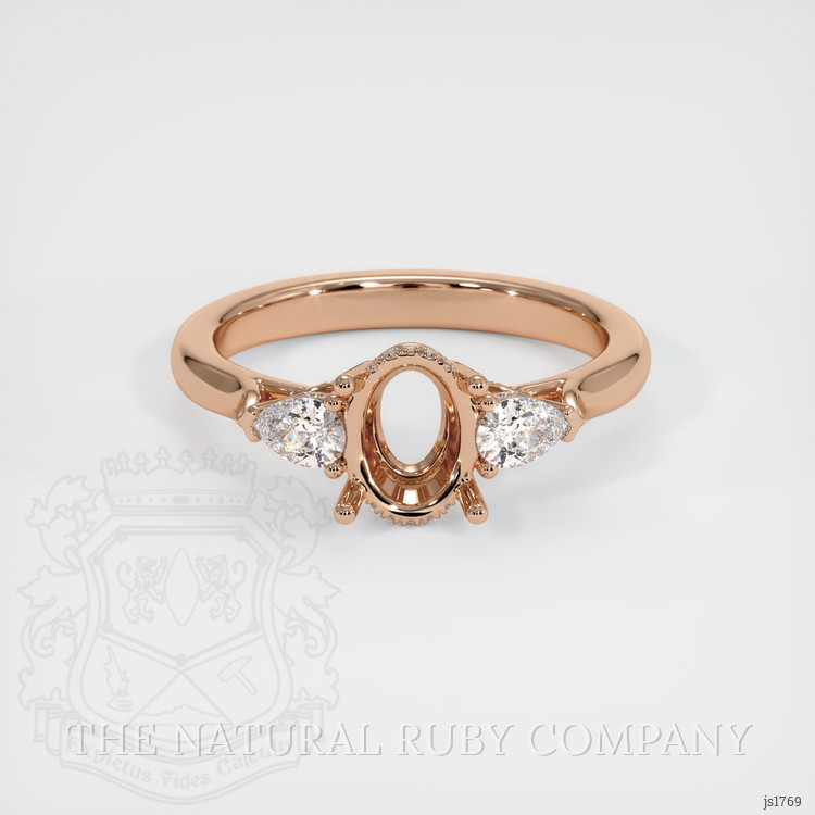 14K Rose Gold Three Stone Ring Setting