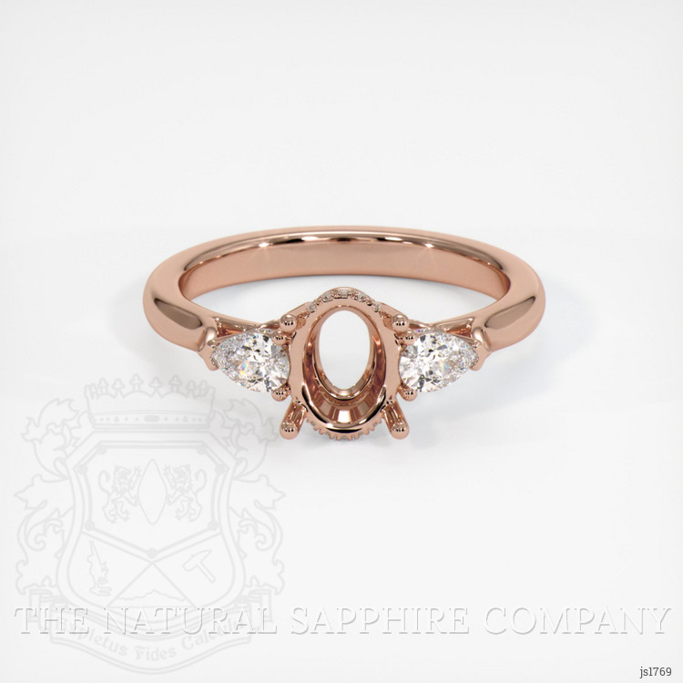 14K Rose Gold Three Stone Ring Setting