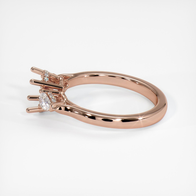 14K Rose Gold Three Stone Ring Setting