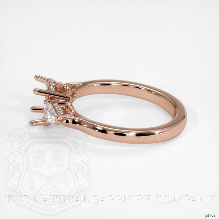 14K Rose Gold Three Stone Ring Setting