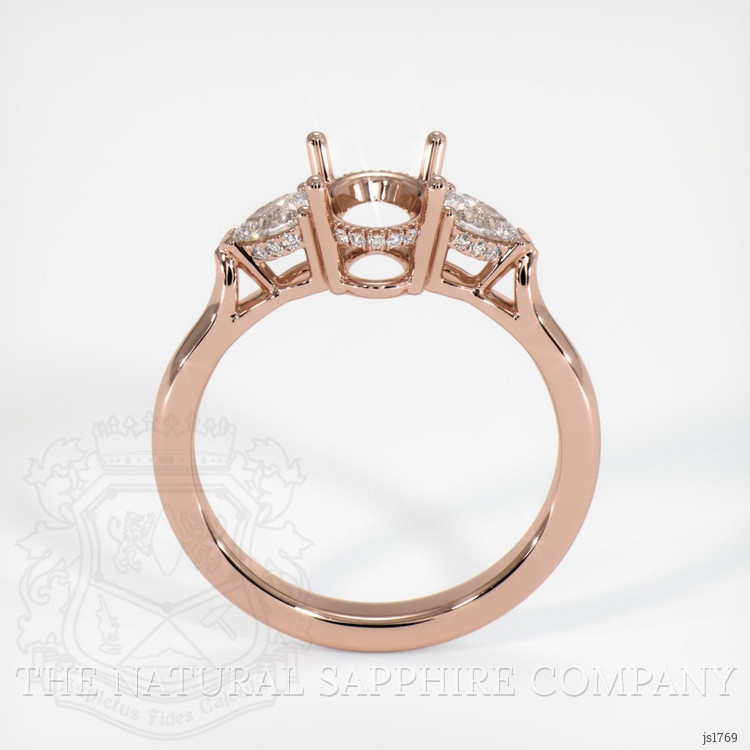 14K Rose Gold Three Stone Ring Setting
