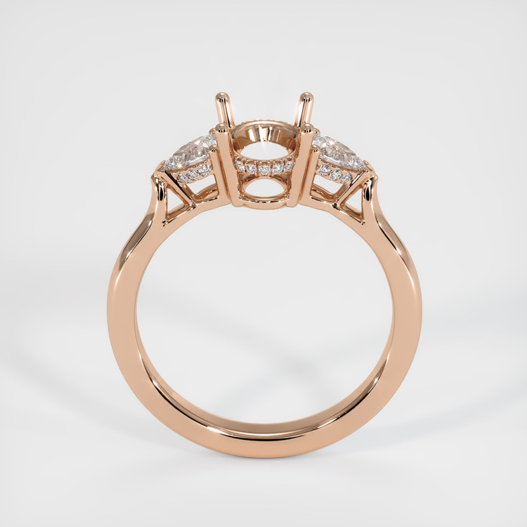 14K Rose Gold Three Stone Ring Setting