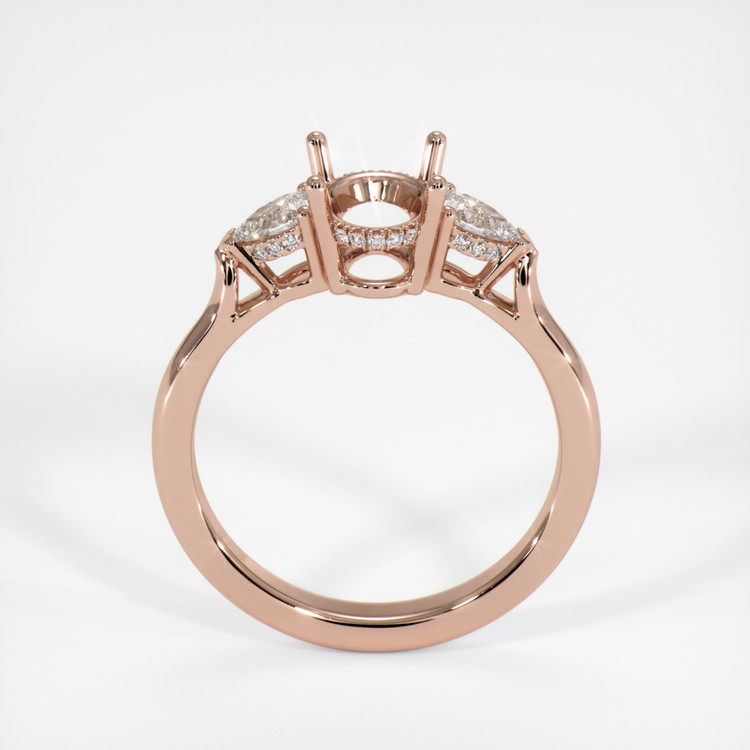 14K Rose Gold Three Stone Ring Setting