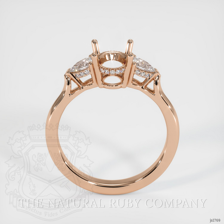 14K Rose Gold Three Stone Ring Setting