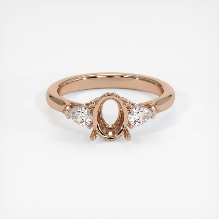 18K Rose Gold Three Stone Ring Setting