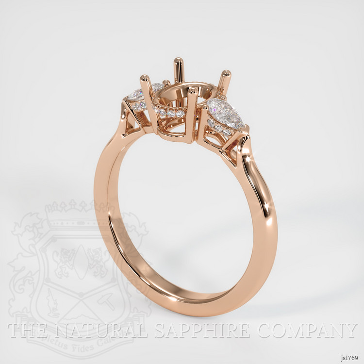 Three Stone Bluish Green Sapphire Ring 2.57 Ct., 18K Rose Gold