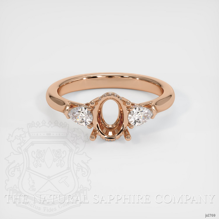 18K Rose Gold Three Stone Ring Setting
