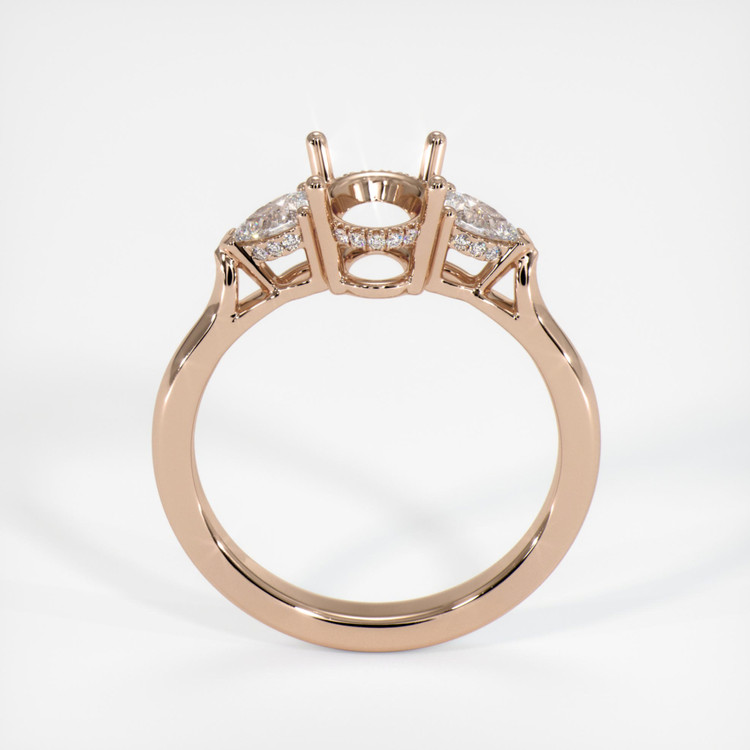18K Rose Gold Three Stone Ring Setting