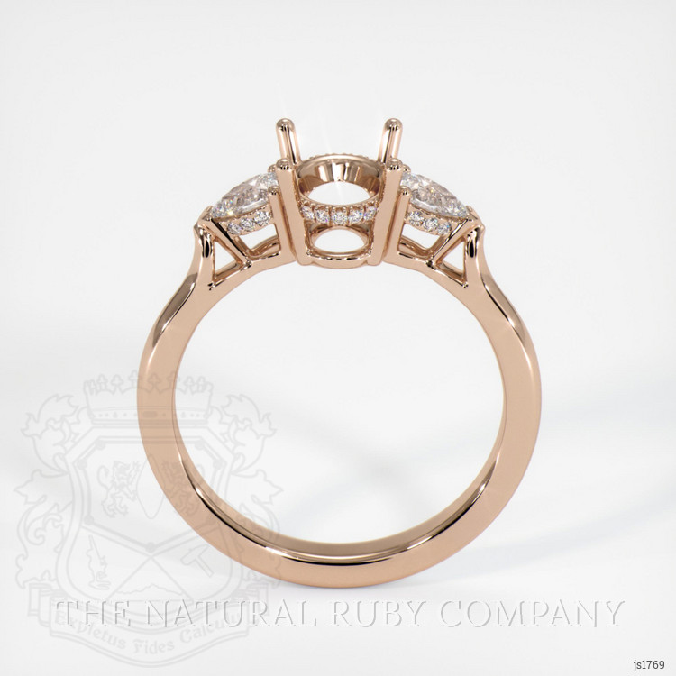 18K Rose Gold Three Stone Ring Setting