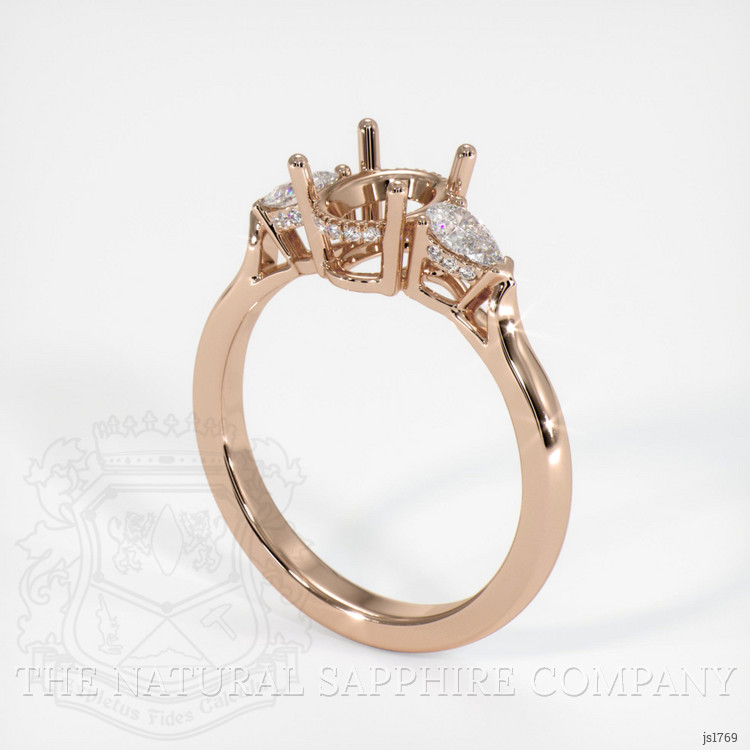 18K Rose Gold Three Stone Ring Setting