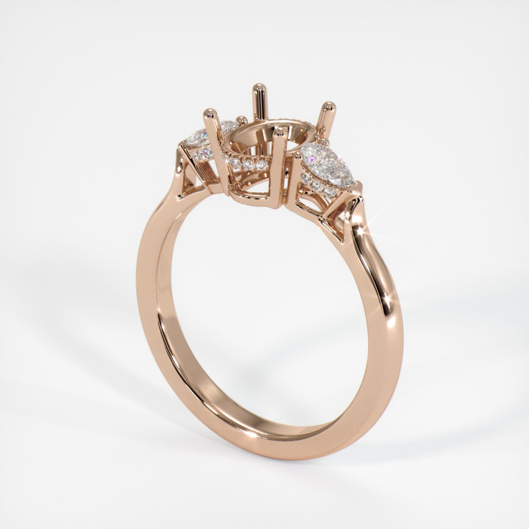 18K Rose Gold Three Stone Ring Setting