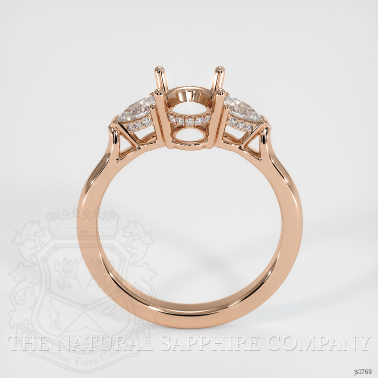 18K Rose Gold Three Stone Ring Setting