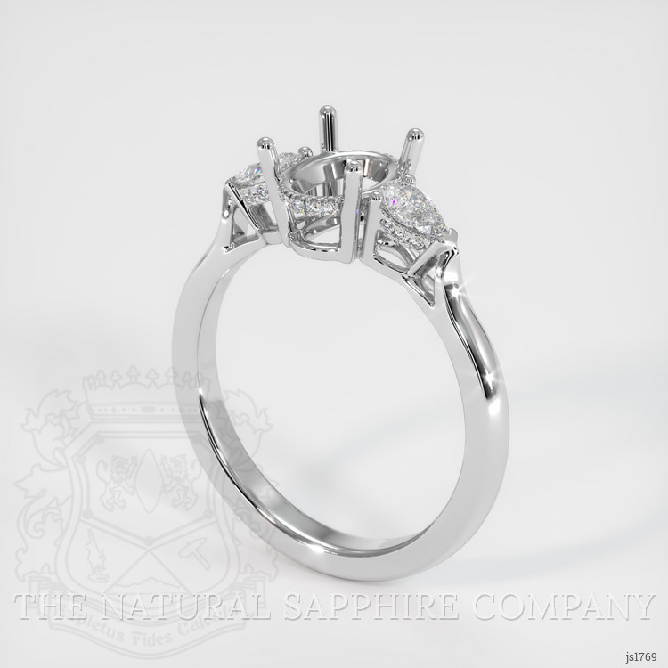 14K White Gold Three Stone Ring Setting