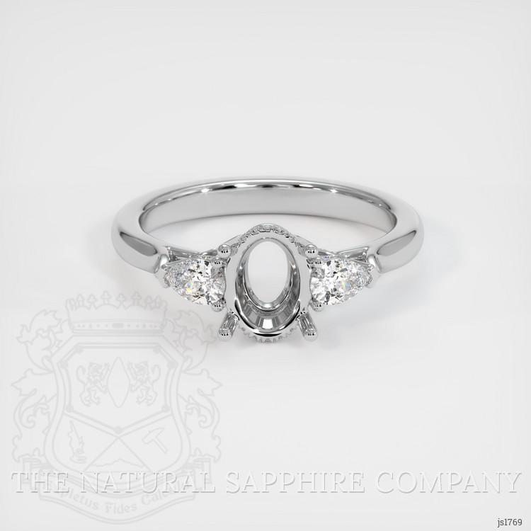 14K White Gold Three Stone Ring Setting