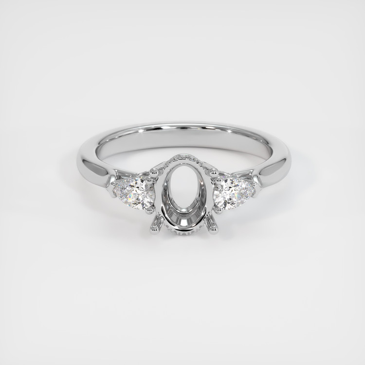 14K White Gold Three Stone Ring Setting