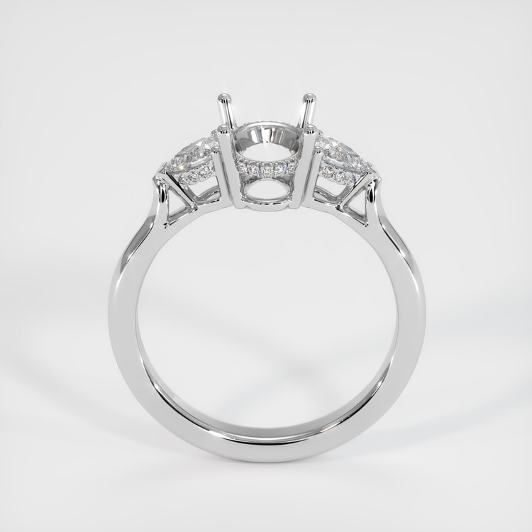 14K White Gold Three Stone Ring Setting