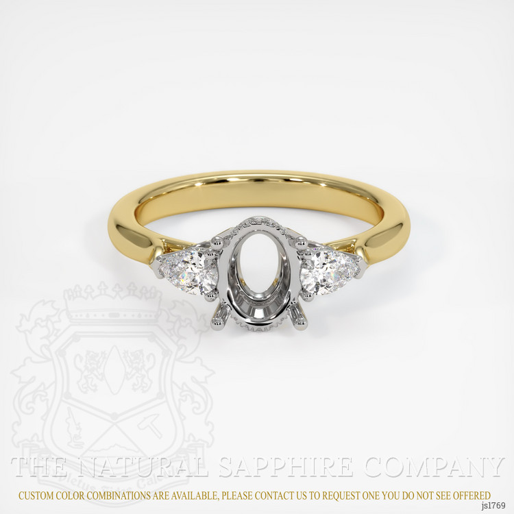 14K White & Yellow Three Stone Ring Setting