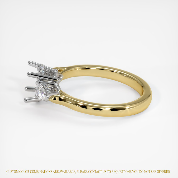 14K White & Yellow Three Stone Ring Setting