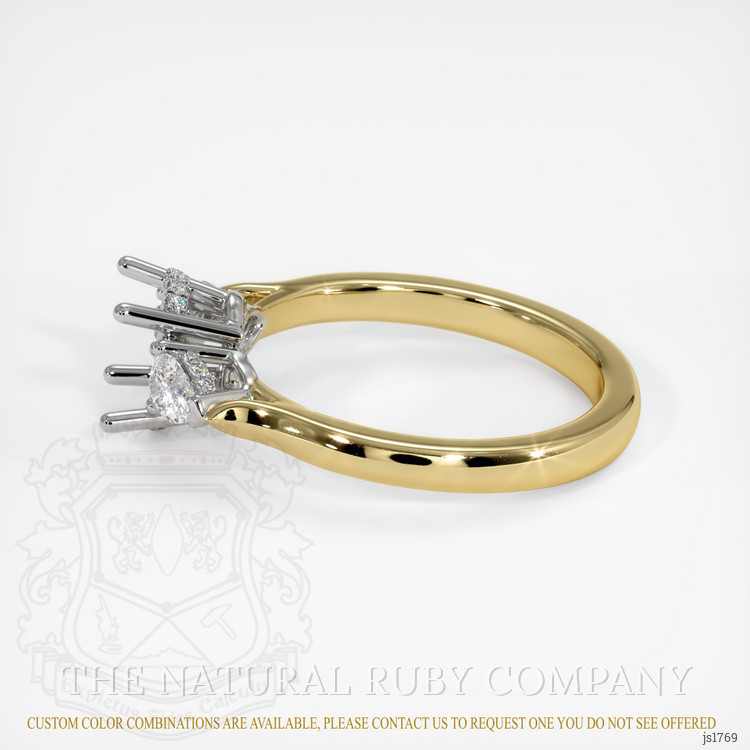 14K White & Yellow Three Stone Ring Setting