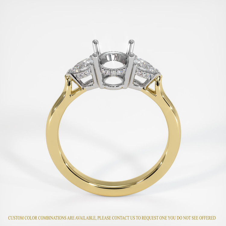 14K White & Yellow Three Stone Ring Setting