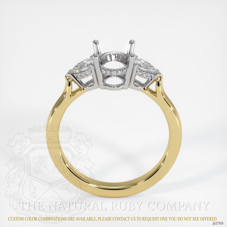 14K White & Yellow Three Stone Ring Setting