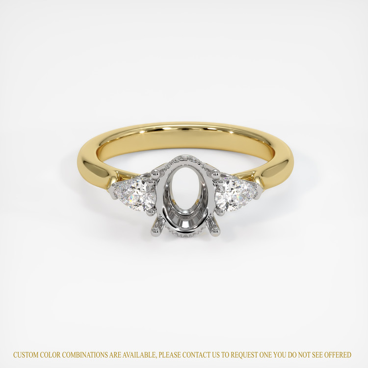 18K White & Yellow Three Stone Ring Setting