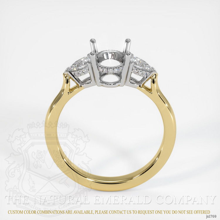 18K White & Yellow Three Stone Ring Setting