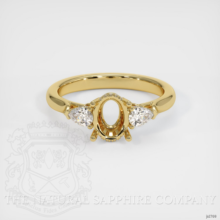 14K Yellow Gold Three Stone Ring Setting