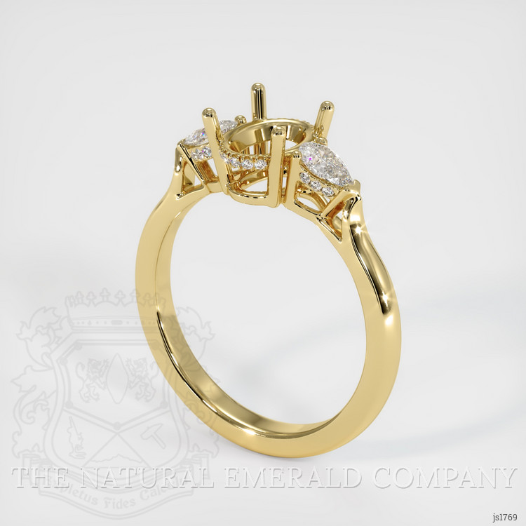 18K Yellow Gold Three Stone Ring Setting