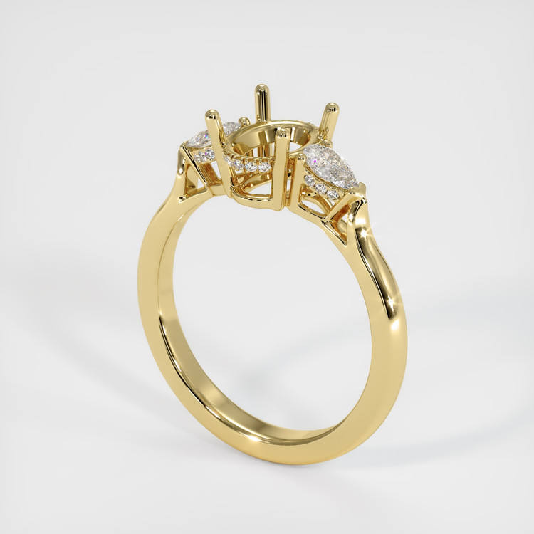 18K Yellow Gold Three Stone Ring Setting