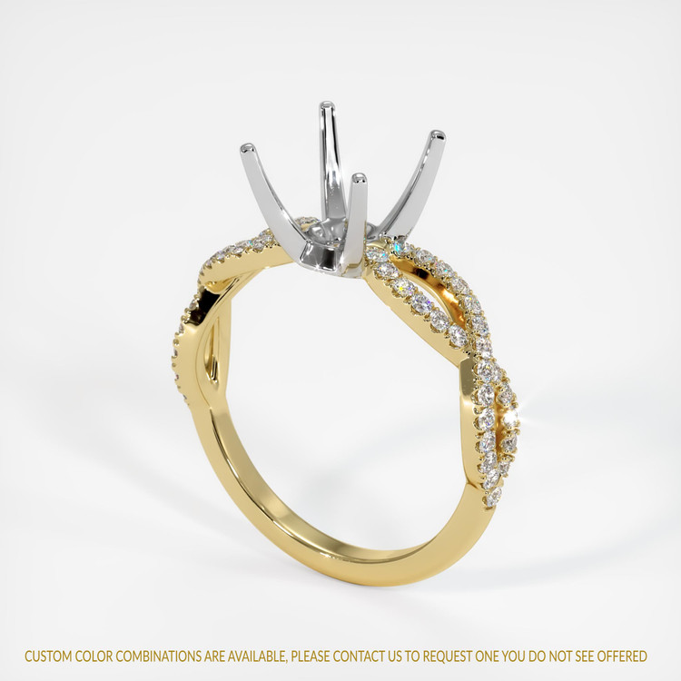 14K White & Yellow Pave Ring Setting