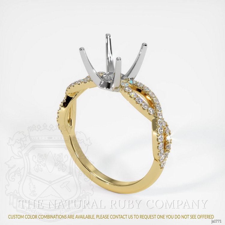 14K White & Yellow Pave Ring Setting