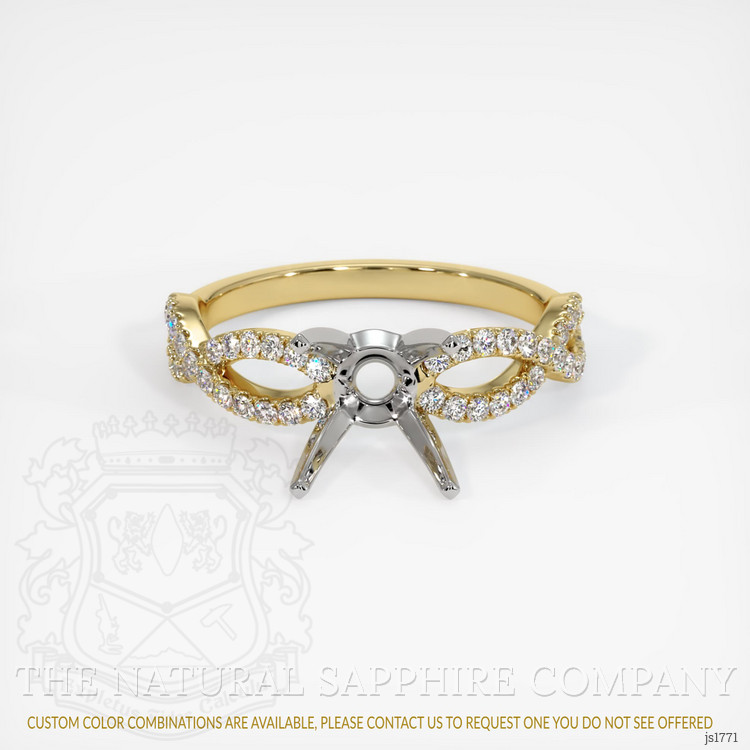 14K White & Yellow Pave Ring Setting