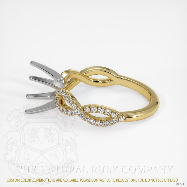 14K White & Yellow Pave Ring Setting