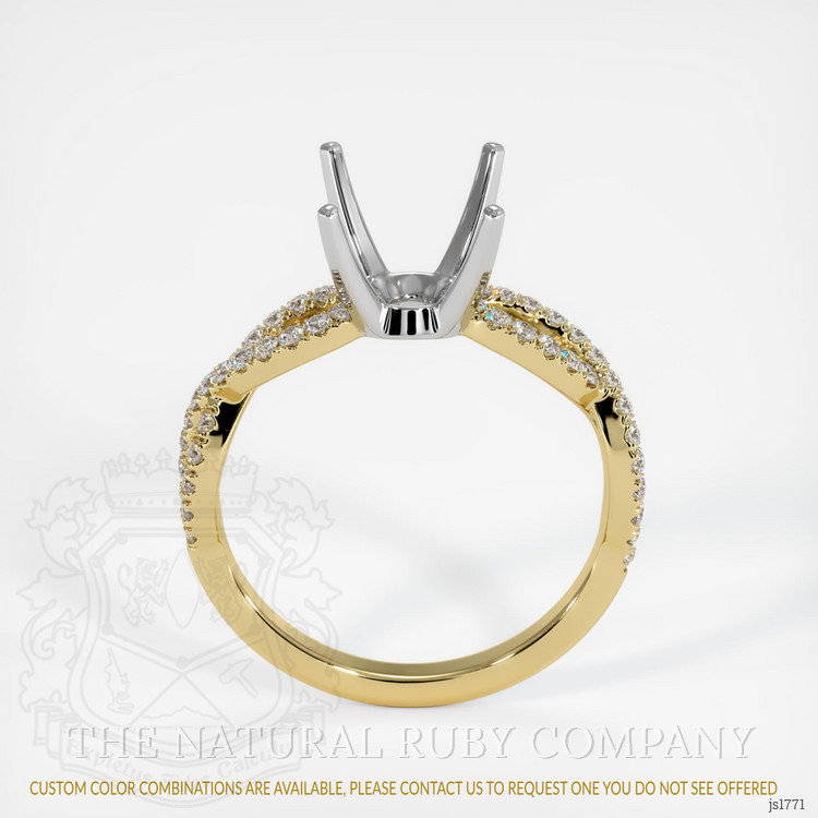 14K White & Yellow Pave Ring Setting