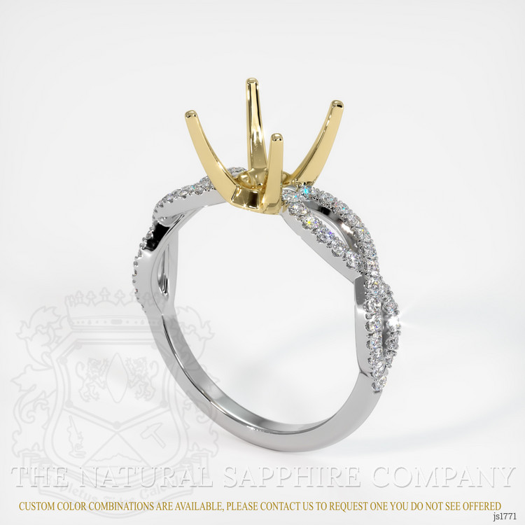 14K Yellow & White Pave Ring Setting