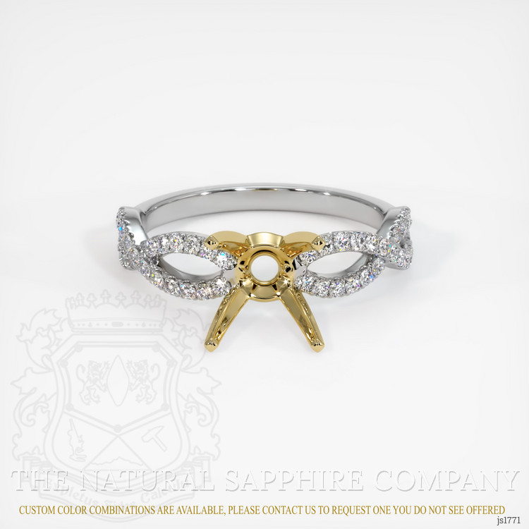14K Yellow & White Pave Ring Setting
