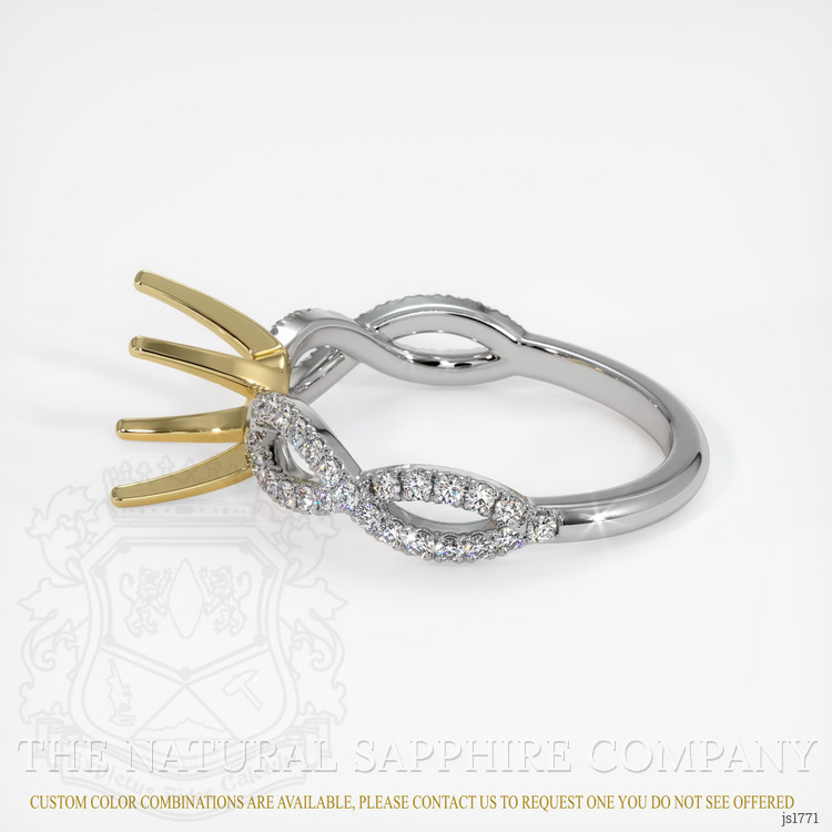 14K Yellow & White Pave Ring Setting