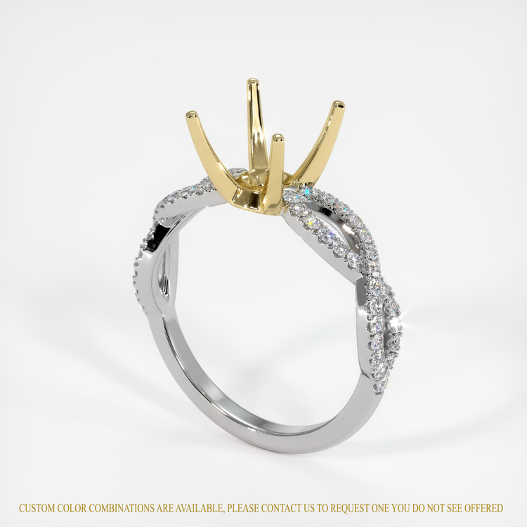 18K Yellow & White Pave Ring Setting