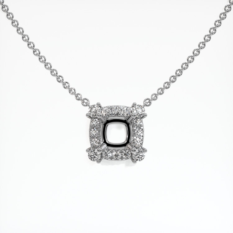 18K White Gold Pave Necklace Setting