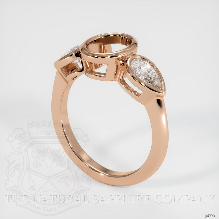 14K Rose Gold Three Stone Ring Setting