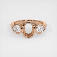 14K Rose Gold Three Stone Ring Setting Image