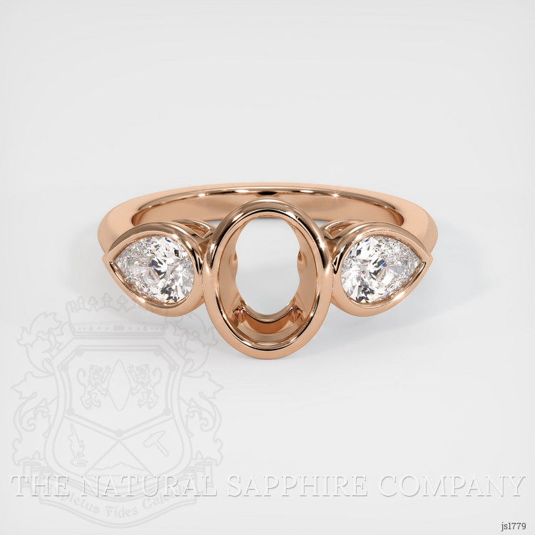 14K Rose Gold Three Stone Ring Setting