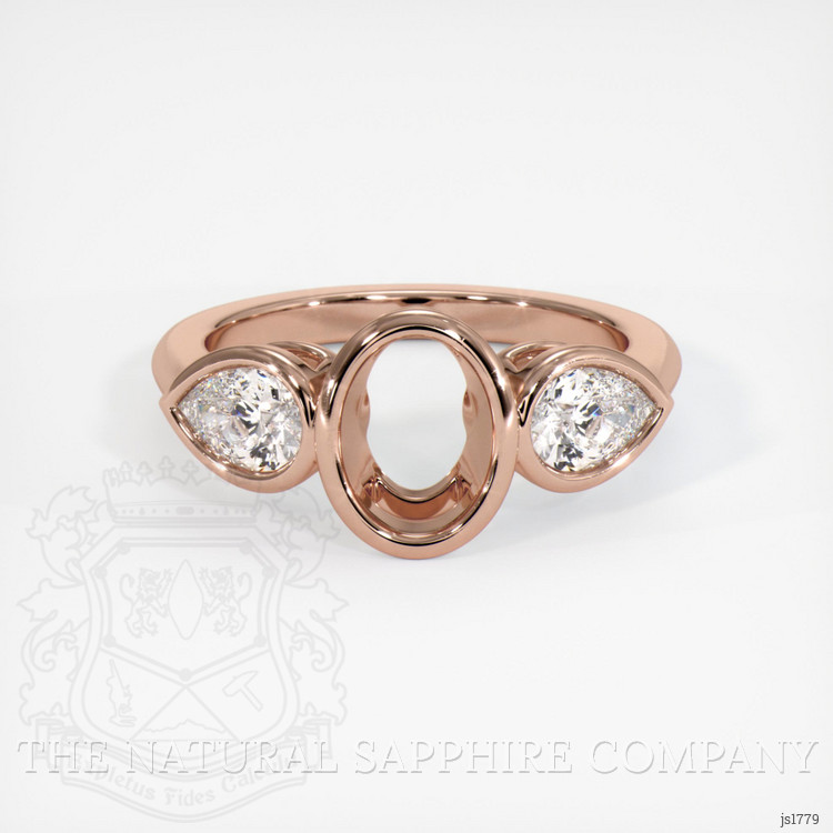 14K Rose Gold Three Stone Ring Setting