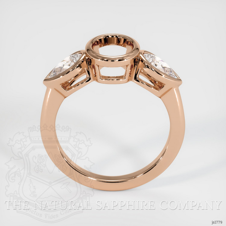 14K Rose Gold Three Stone Ring Setting
