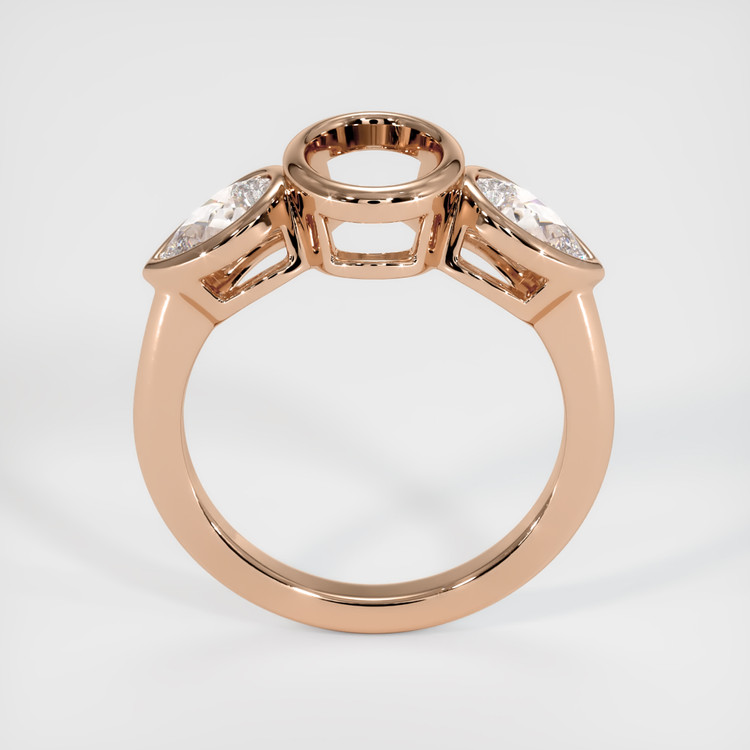 14K Rose Gold Three Stone Ring Setting
