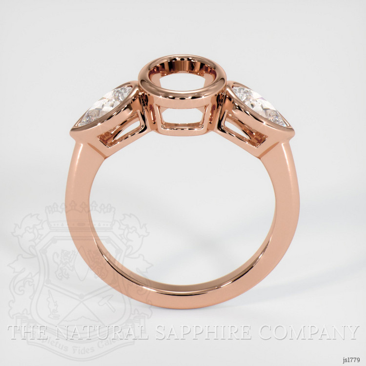 14K Rose Gold Three Stone Ring Setting