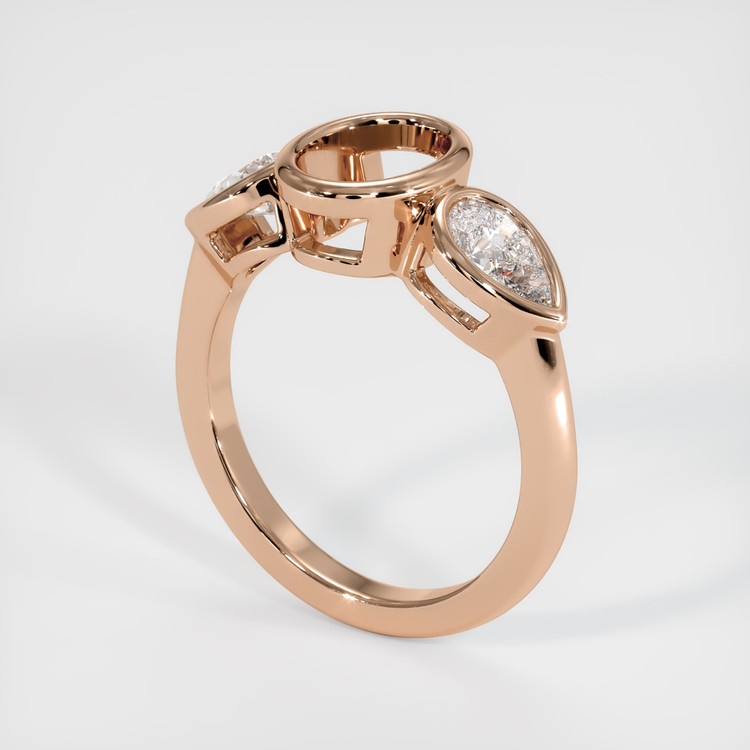 18K Rose Gold Three Stone Ring Setting