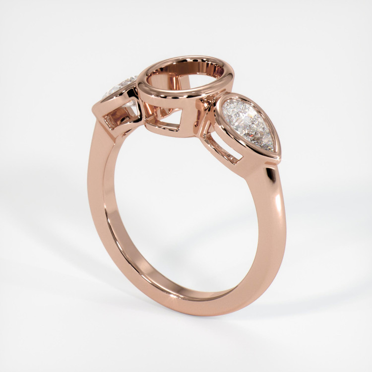 18K Rose Gold Three Stone Ring Setting